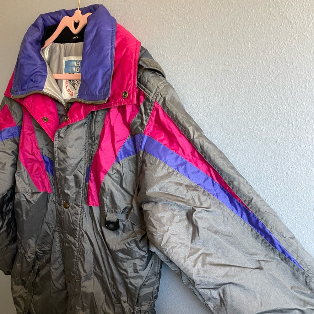 Vintage 80s 90s pink purple thermolite ski coat.
